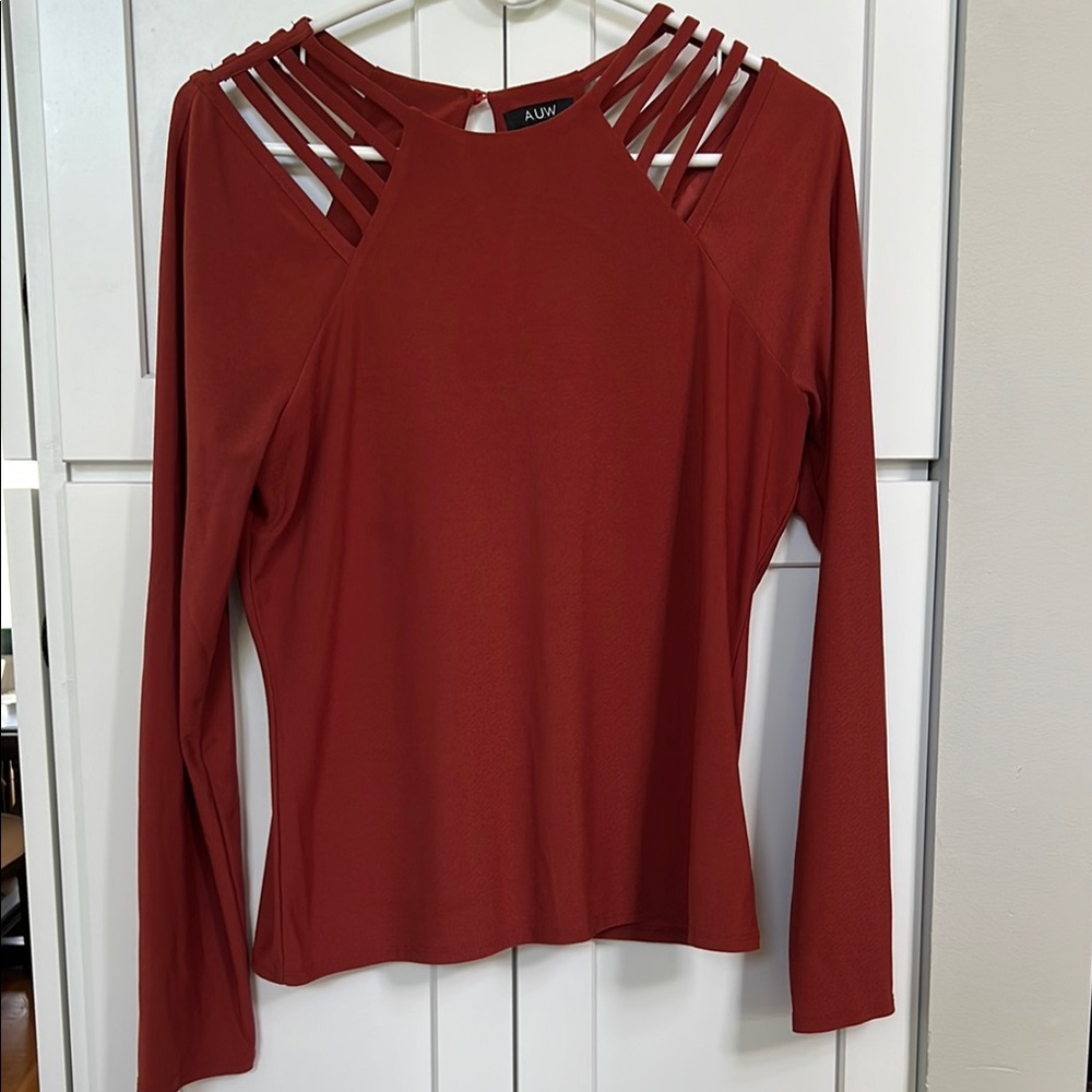 A.U.W Orange Women's Top with Strappy Design